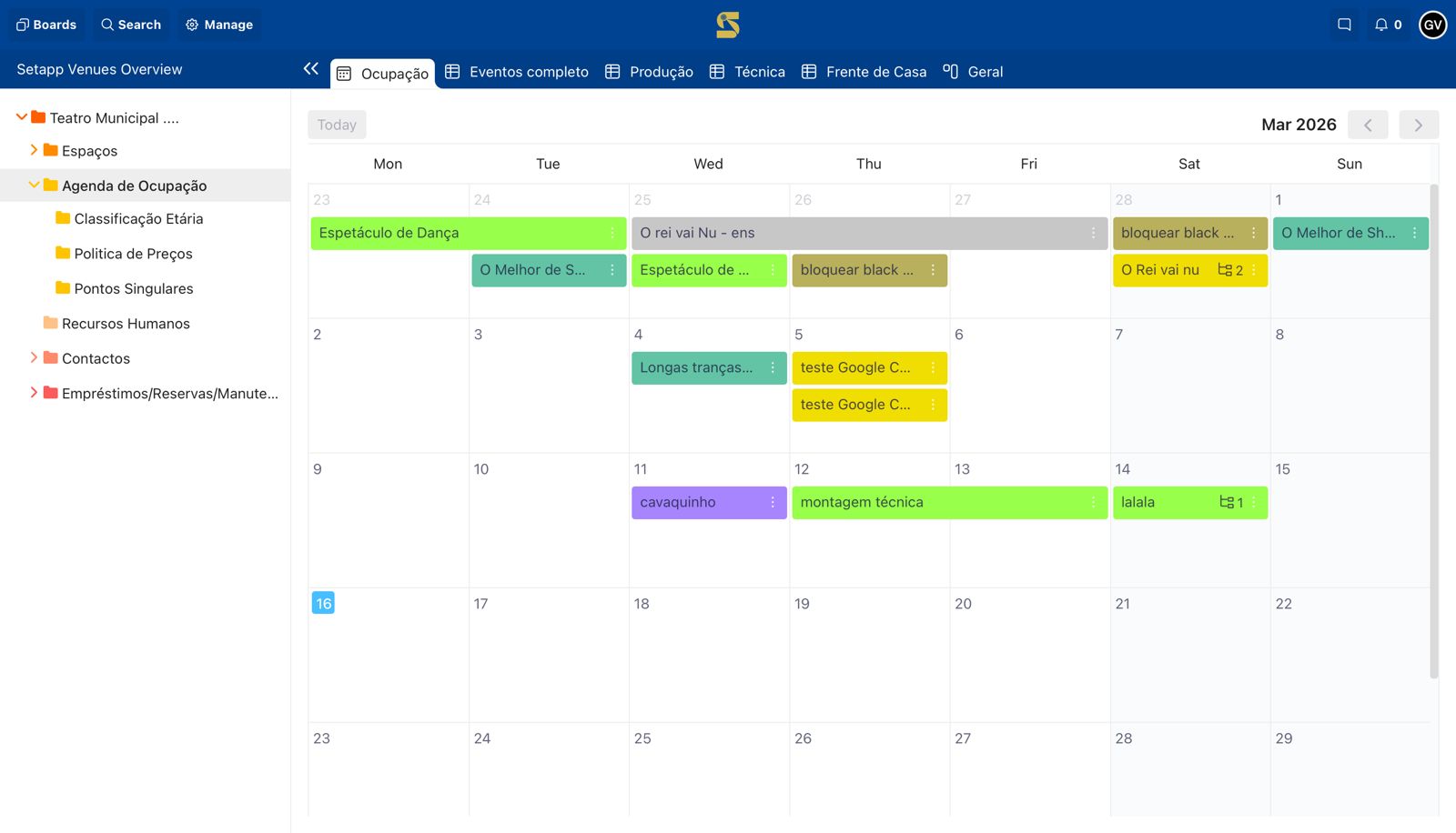 Vista de ocupação da SETaPP