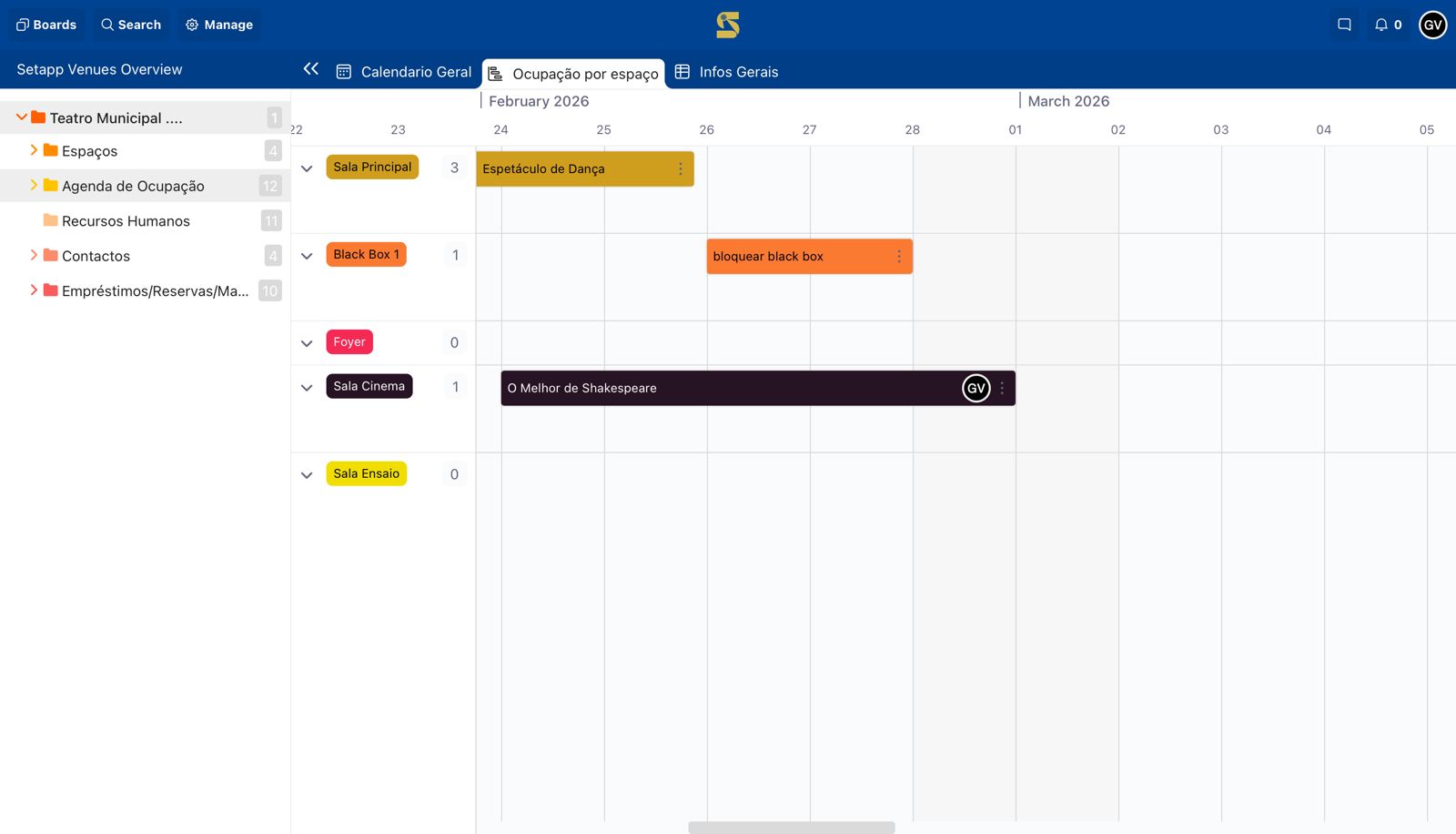 Vista detalhada da ocupação de espaço da SETaPP